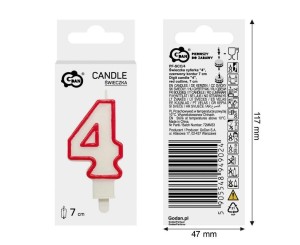 ŚWIECZKA 4 CZERWONY KONTUR 7CM
