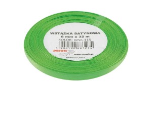 WSTĄŻKA SATYNOWA ZIELONA 6MMX32M