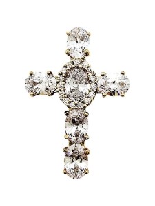 ZAWIESZKA KRZYŻYK Z CYRKONIAMI 32X23MM