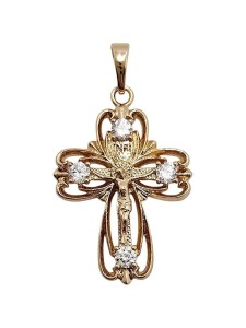 ZAWIESZKA KRZYŻYK Z CYRKONIAMI 28X19MM