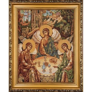 OBRAZ HAFTOWANY TRÓJCA ŚW. RUBLOWA 22X27,5CM