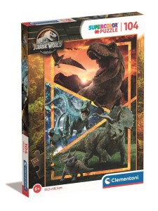 PUZZLE 104 SUPER KOLOR JURASSIC WORLD, CLEMENTONI