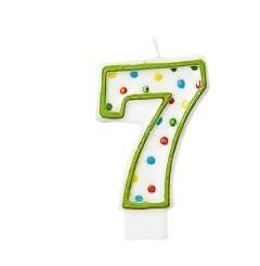 ŚWIECZKA CYFERKA 7 KROPKI 7,6CM