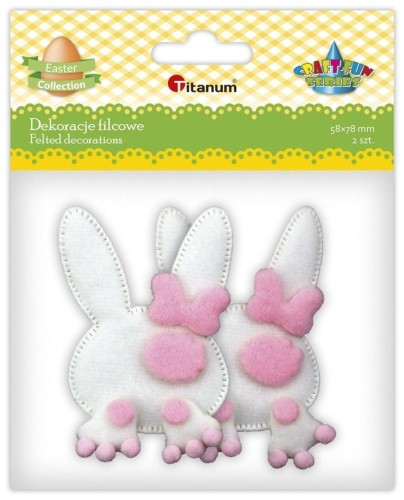 Dekoracje filcowe 3D zajączki z kokardką 2szt