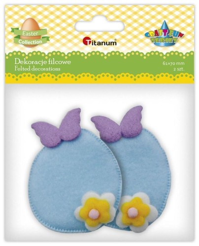 Dekoracje filcowe 3D jajka z motylem 2szt