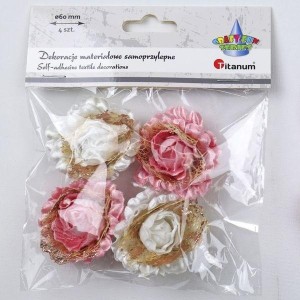 DEKORACJE SAMOPRZYLEPNE MATERIAŁOWE RÓŻE 4SZT