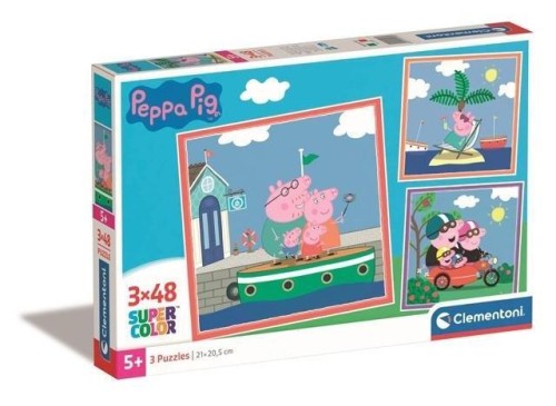 Puzzle 3x48 Super Kolor Peppa Pig, Clementoni