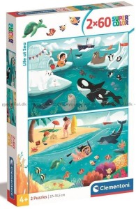 PUZZLE 2X60 SUPER KOLOR LIFE AT SEA, CLEMENTONI