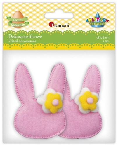 Dekoracje filcowe 3D zajączki z kwiatkiem 2szt