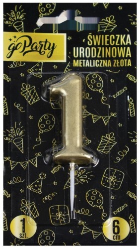 Świeczka urodzinowa 1 Metaliczna złota