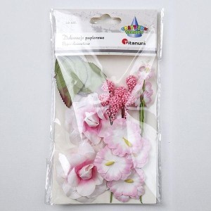 DEKORACJE MATERIAŁOWE RÓŻE 40MM RÓŻOWE Z GIPSÓWKĄ