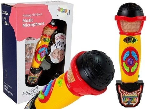 Mikrofon nagrywający żółto- czarny, Leantoys