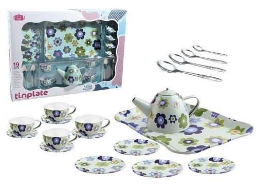 Komplet do herbaty metalowy kwiaty 19el, ADAR