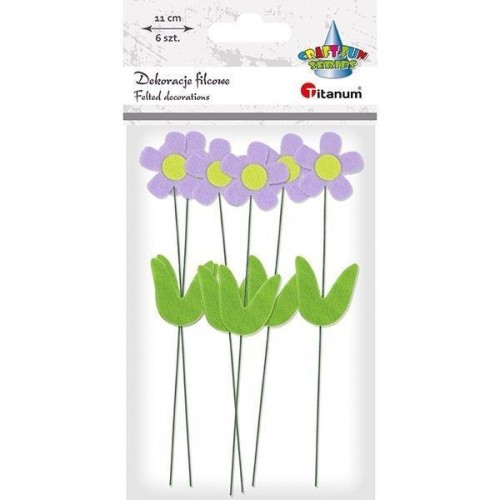 Dekoracje filcowe kwiaty 3D na druciku 6szt