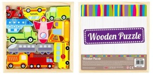 UKŁADANKA DREWNIANA POJAZDY 12 ELEMENTÓW