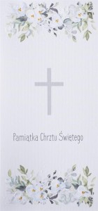 KARNET CHRZEST DL C19 - KRZYŻ KWIATY NIEBIESKI