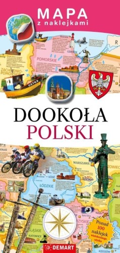 Mapa z naklejkami Dookoła Polski, praca zbiorowa
