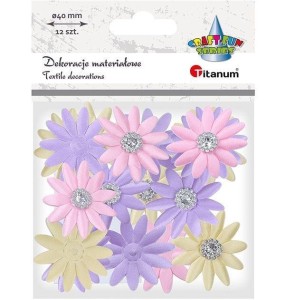 DEKORACJE SAMOPRZYLEPNE MATERIAŁOWE KWIATY 12SZT