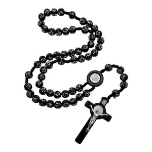 RÓŻANIEC PACIOREK Z KRZYŻYKAMI CZARNY