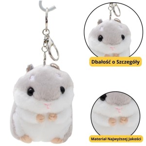 BRELOK PLUSZOWY CHOMIK SZARY 10CM, LEANTOYS