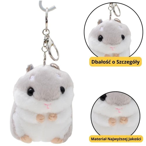 Brelok pluszowy Chomik szary 10cm, Leantoys