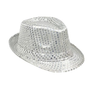 KAPELUSZ CEKINY SREBRNY