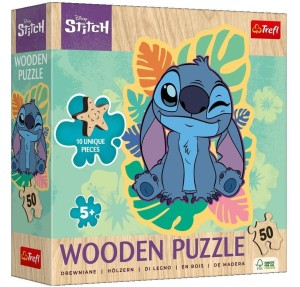 PUZZLE DREWNIANE 50 WESOŁY STITCH TREFL, TREFL