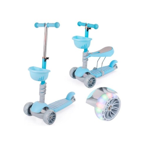 Hulajnoga z siodełkiem 2w1 trójkołowa led, Lena