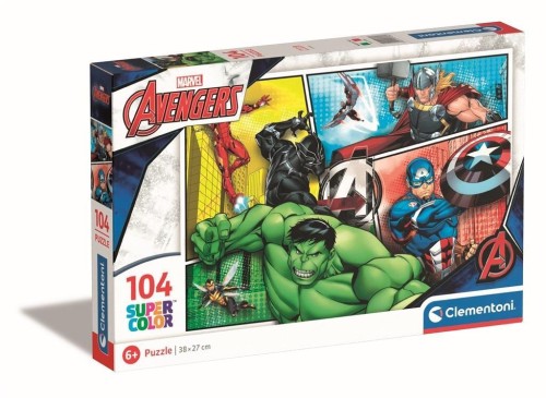 Puzzle 104 Super kolor Marvel Avengers, Clementoni