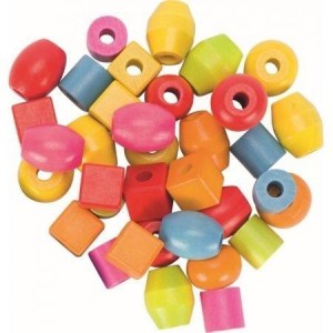 ZESTAW DREWNIANYCH KORALIKÓW DO NAWLEKANIA, GOKI