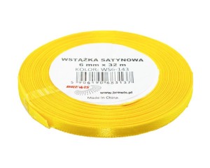 WSTĄŻKA SATYNOWA JASNA ŻÓŁTA 6MMX32M 2SZT
