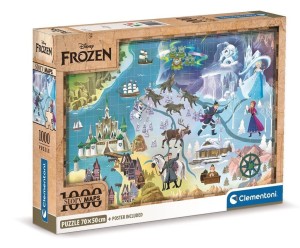 PUZZLE 1000 COMPACT DISNEY MAPS FROZEN, CLEMENTONI