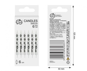 ŚWIECZKI URODZINOWE PIŁKI NOŻNE Z PODSTAWKAMI 6SZT