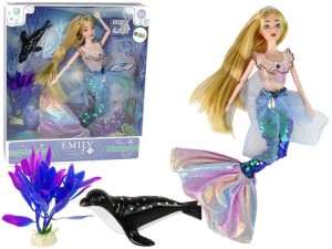 LALKA EMILY SYRENKA ZIELONA AKCESORIA, LEANTOYS