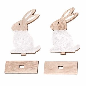 DREWNIANE ZAJĄCZKI Z FUTERKIEM I PODSTAW 10CM 2SZT