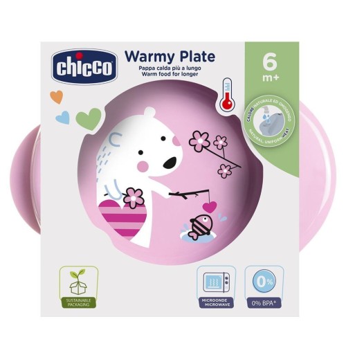 Talerz podgrzewany 6m+ różowy, Chicco