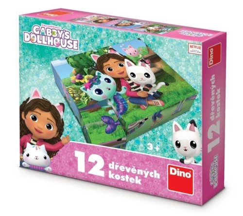 Klocki drewniane Koci Domek Gabi 12el, Dino Toys