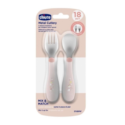 Sztućce metalowe beżowe 18m+, Chicco