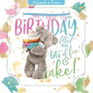 KARNET HOLOGRAFICZNY 3D - MIŚ TRZYMAJĄCY BABECZKĘ