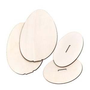 DREWNIANE JAJKA Z PODSTAWKĄ 15CM 2SZT