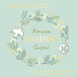 KARNET A5 KOMUNIA MIĘTOWY GOŁĄBEK