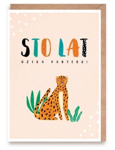 KARTKA URODZINOWA STO LAT, DZIKA PANTERO, EKO