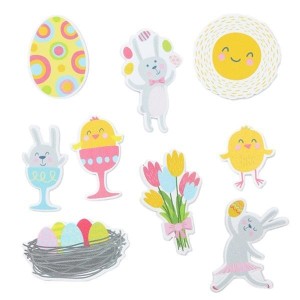 NAKLEJKI PIANKOWE ZAJĄCZKI, KURCZACZKI 36SZT