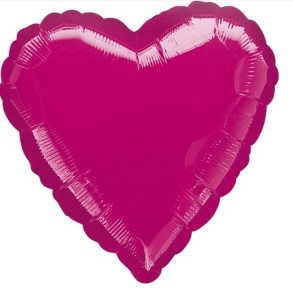 BALON FOLIOWY METALIK FUKSJA SERCE 43CM