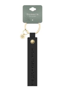 BRELOK SKÓRZANY PASEK - MOJĄ TOŻSAMOŚĆ, SZARON