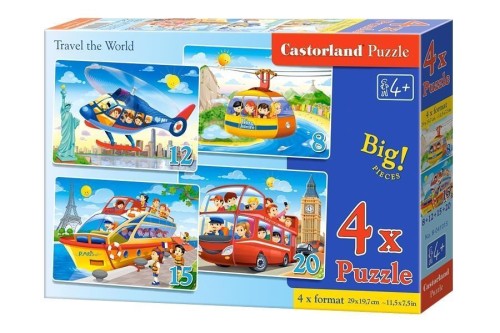 Puzzle x 4 - Travel the World CASTOR, Castorland