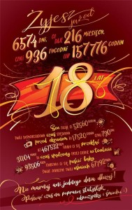 KARTKA OKOLICZNOŚCIOWA URODZINY 18 ST05