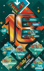 KARTKA OKOLICZNOŚCIOWA URODZINY 18 ST08