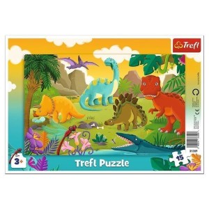 PUZZLE RAMKOWE 15 DINOZAURY TREFL, TREFL