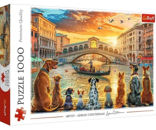 Puzzle 1000 Pieski w Wenecji TREFL, Trefl